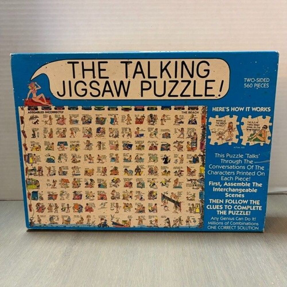 The Talking Jigsaw Puzzle THE BEACH 560 Pieces Buffalo Games Two Sided COMPLETE